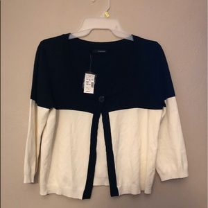Half black half off white cardigan
